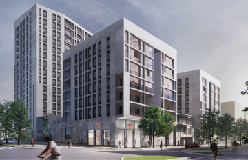 Havainnekuvassa katunäkymä Hekan kohteesta Maustetehtaankatu 2.