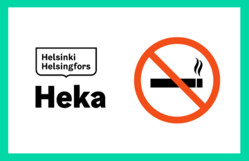 Hekan tunnus ja tupakointikielto-merkki.